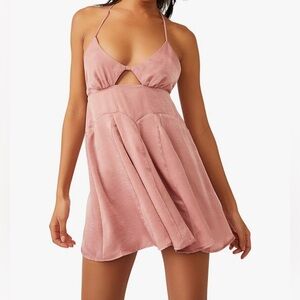 Free People Good Catch Mini Slip Dress in Smoke Rose